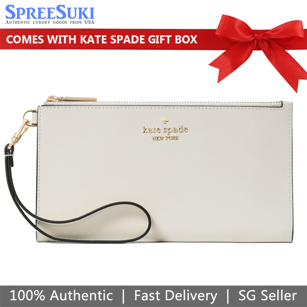 Kate Spade Madison Double Zip Saffiano Wristlet Meringue # KC588