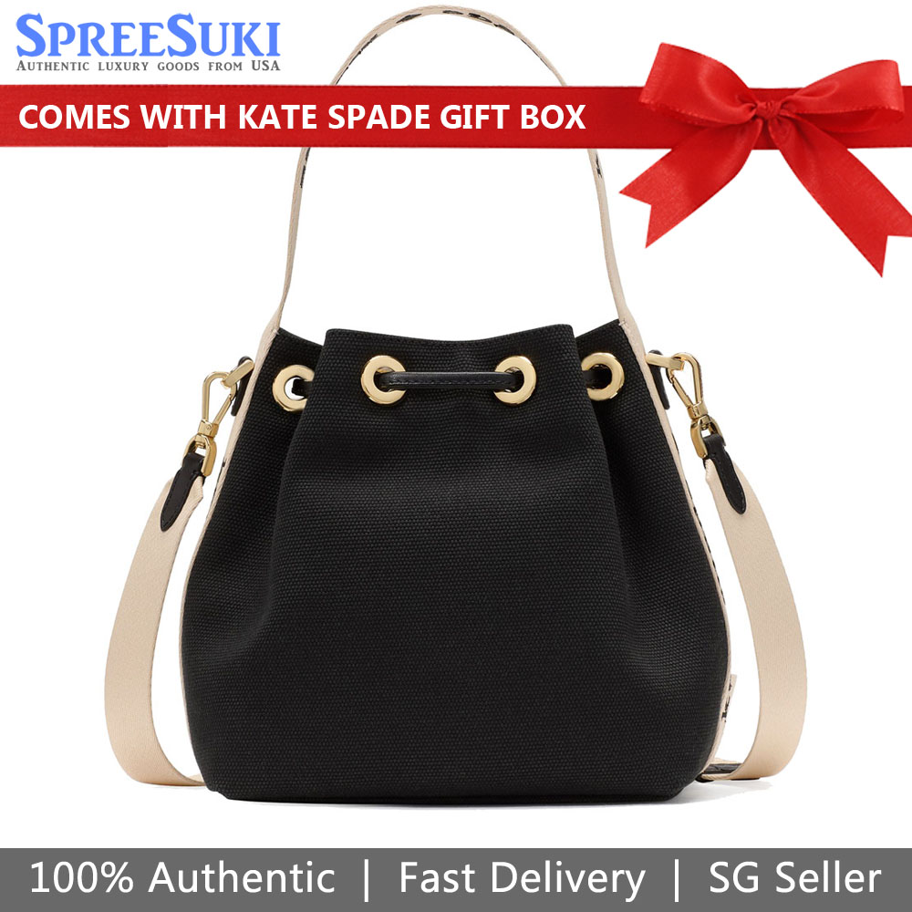 Kate Spade Kip Canvas Bucket Bag Black # KL048
