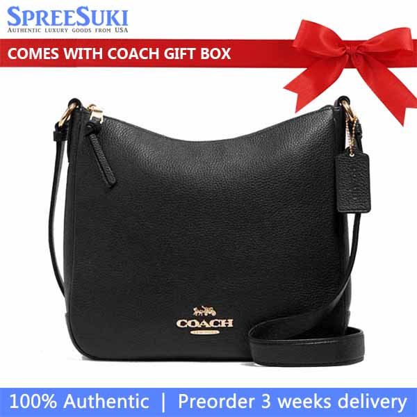Coach Crossbody Bag Sling Pebbled Leather Ellie File Black # CU960