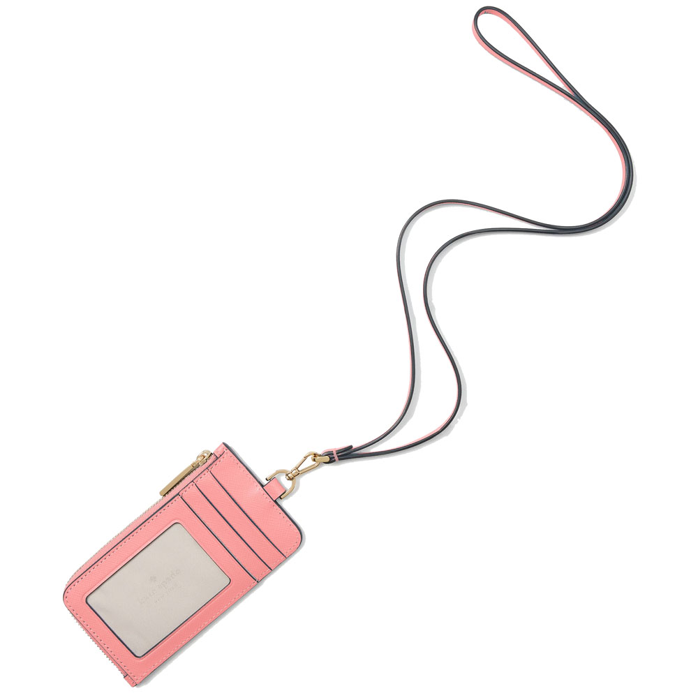 Kate Spade Madison Saffiano Leather Card Case Lanyard Terracotta Tile # KC573
