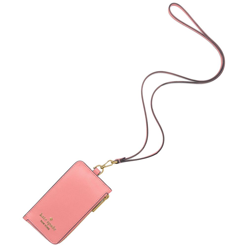 Kate Spade Madison Saffiano Leather Card Case Lanyard Terracotta Tile # KC573