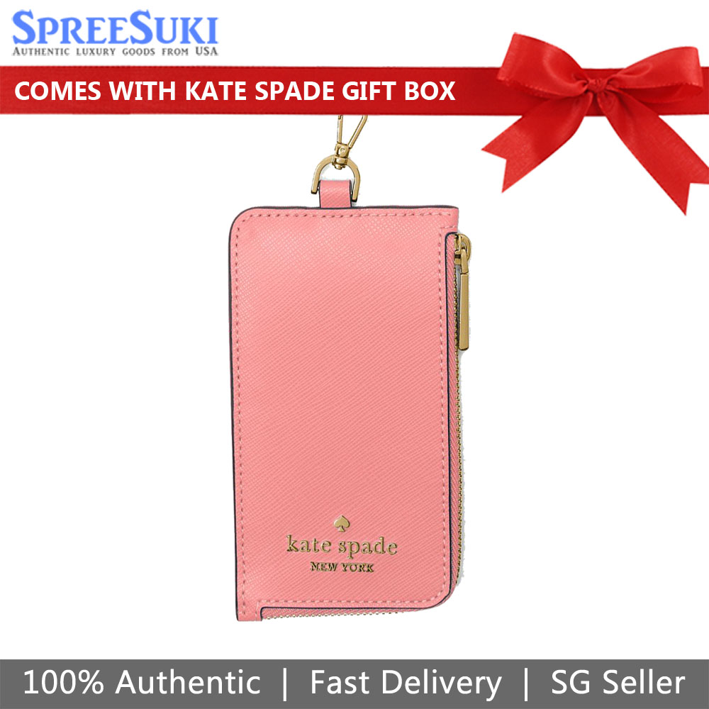 Kate Spade Madison Saffiano Leather Card Case Lanyard Terracotta Tile # KC573