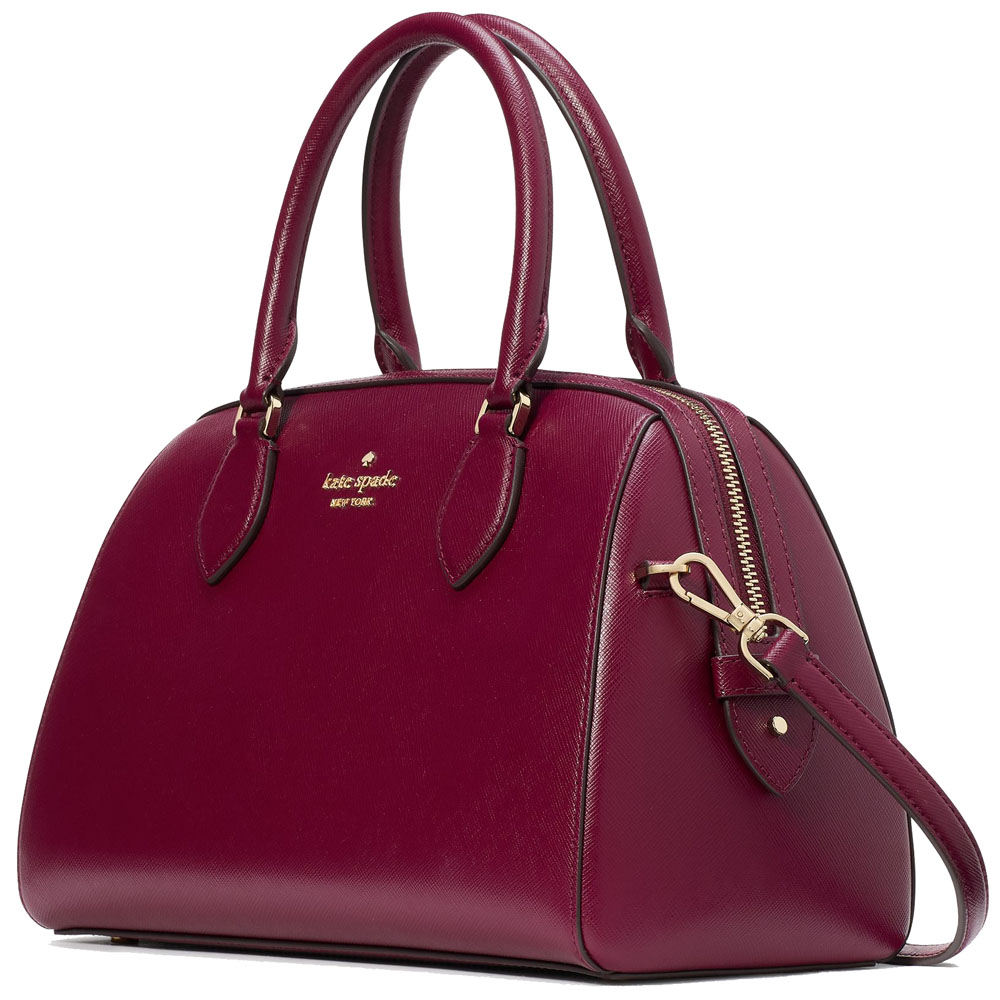 Kate Spade Madison Saffiano Leather Large Duffle Crossbody Blackberry Dark Red # KI830