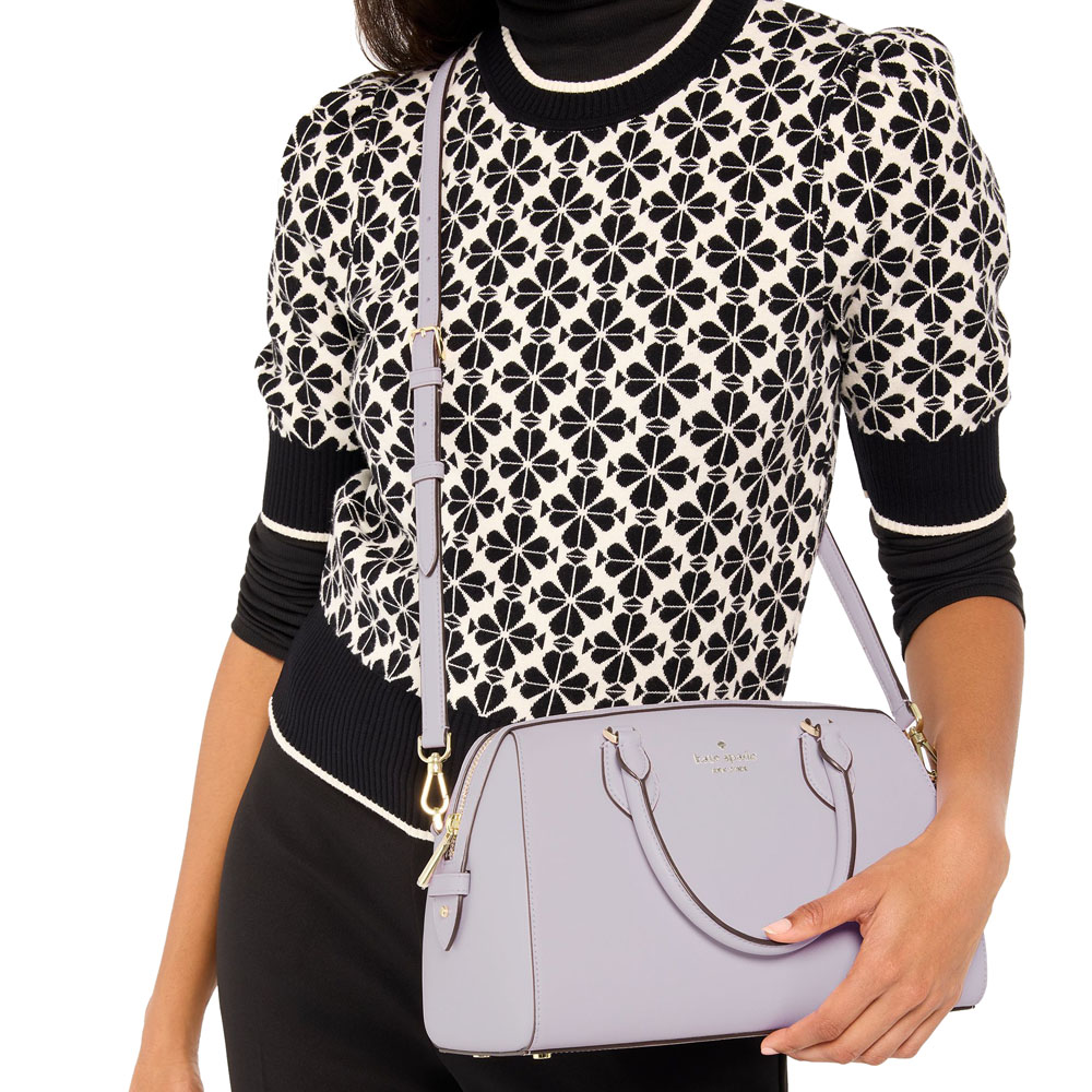 Kate Spade Madison Saffiano Leather Large Duffle Crossbody Sling Bag Pastel Lavender Lilac Light Purple # KI830
