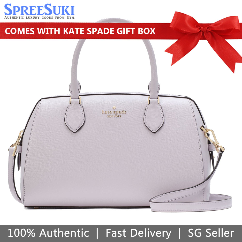 Kate Spade Madison Saffiano Leather Large Duffle Crossbody Sling Bag Pastel Lavender Lilac Light Purple # KI830