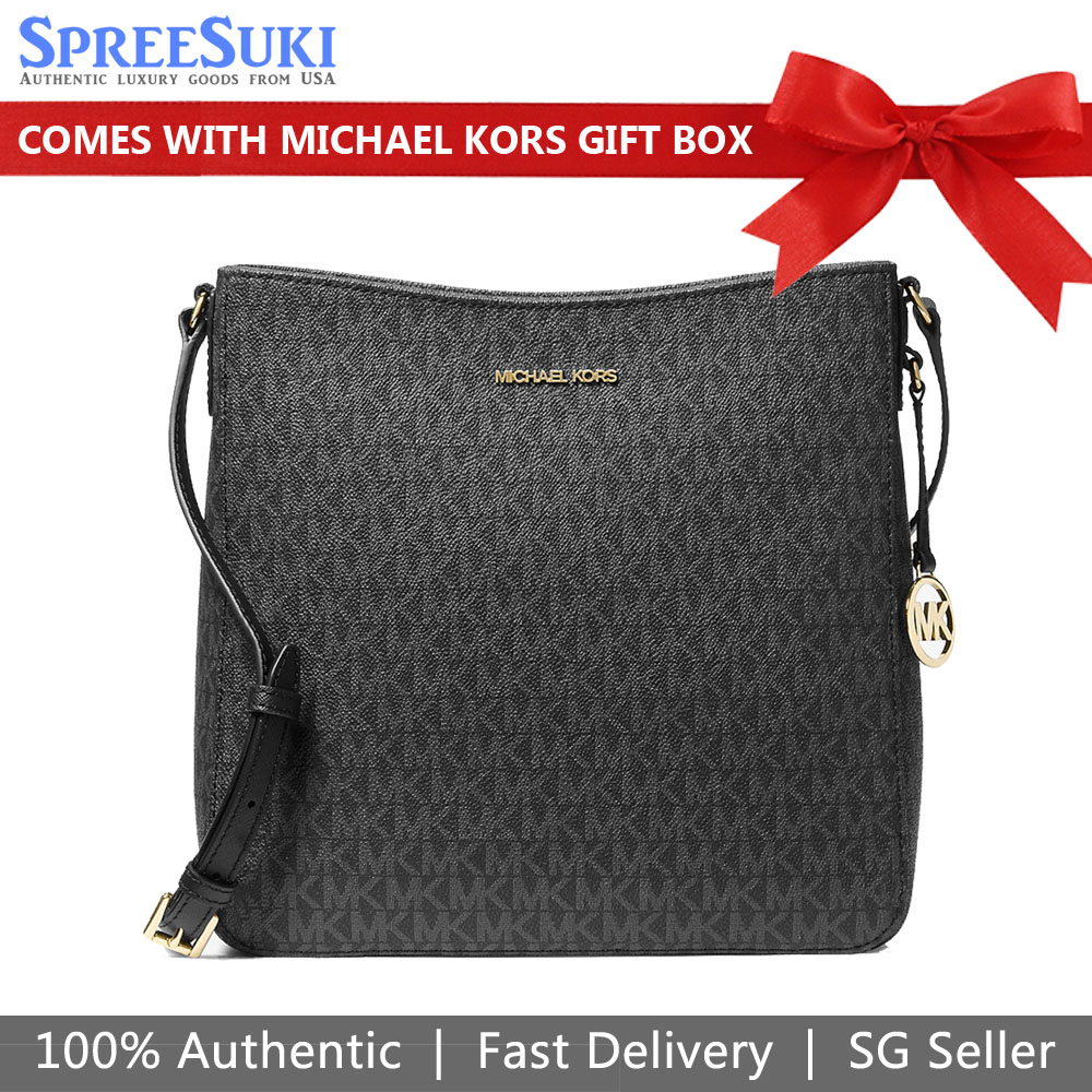Michael Kors Jet Set Travel Large Logo Messenger Bag Black # 35F8GTVM7B