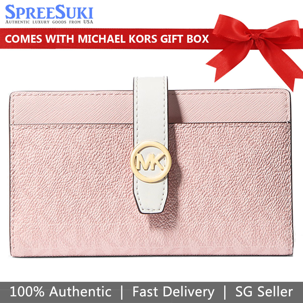 Michael Kors Greenwich Medium Signature Logo Wallet Powder Blush Multi # 35S5GGRF8Y