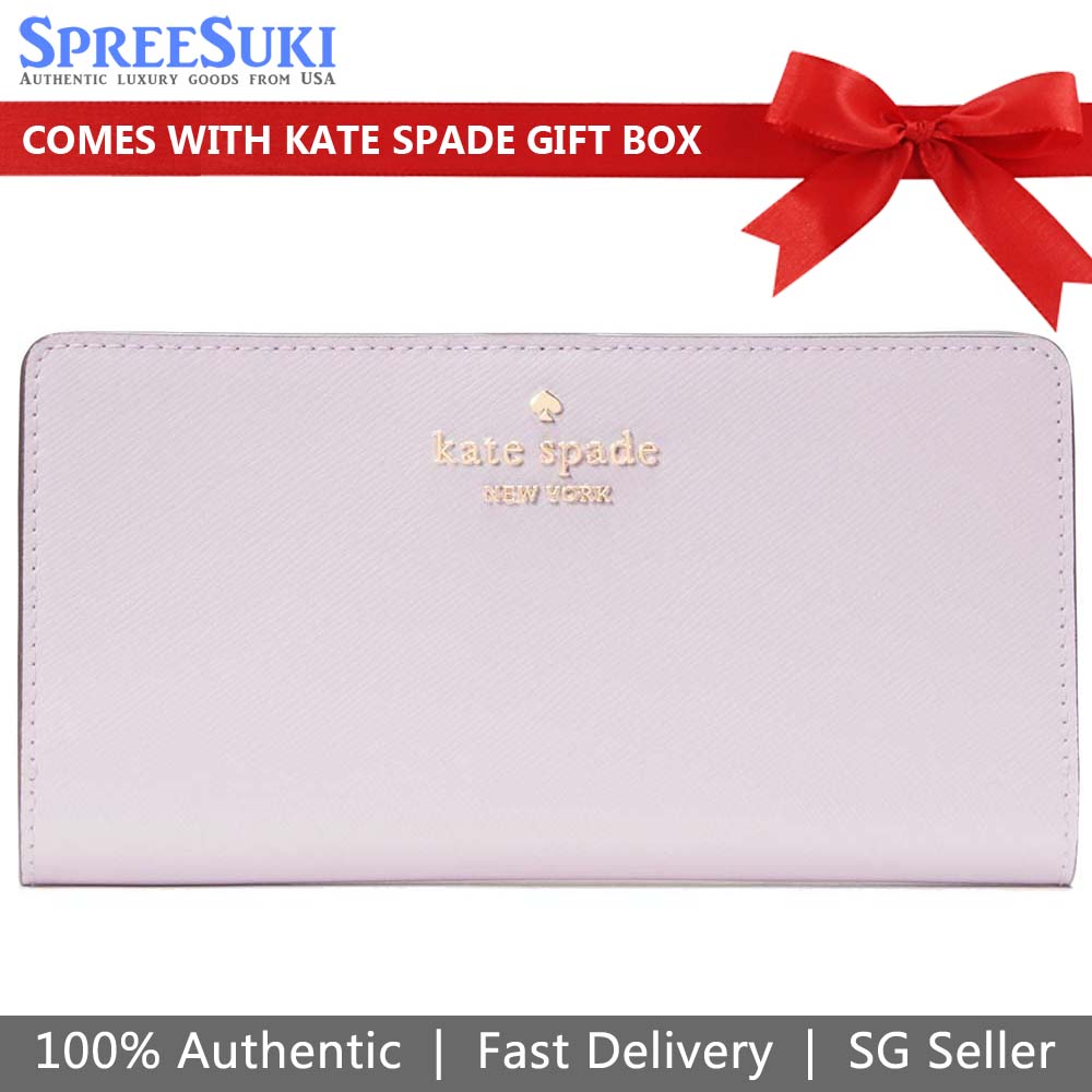 Kate Spade Madison Interior Printed Large Slim Bifold Wallet Pale Amethyst # KK951