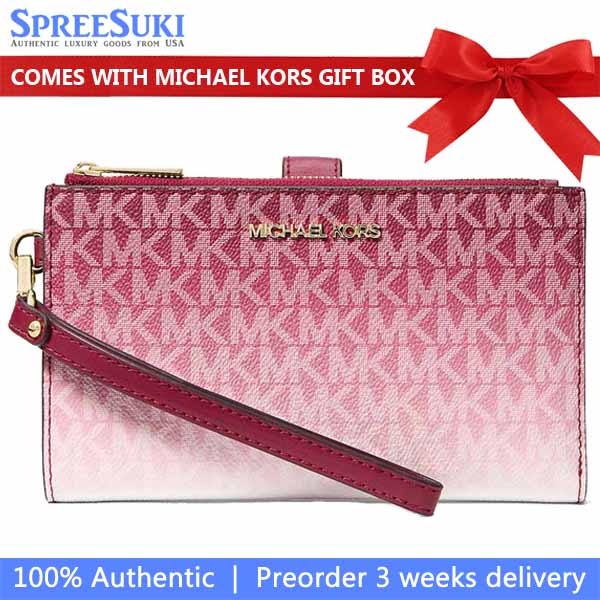 Michael Kors Jet Set Large Ombré Signature Logo Wristlet Cherry # 35S5GTVW3V