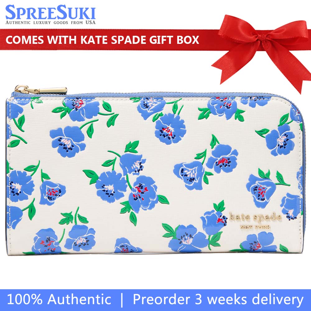 Kate Spade Devin Springtime Blooms Zip Around Continental Wallet Cream Multi # KJ934
