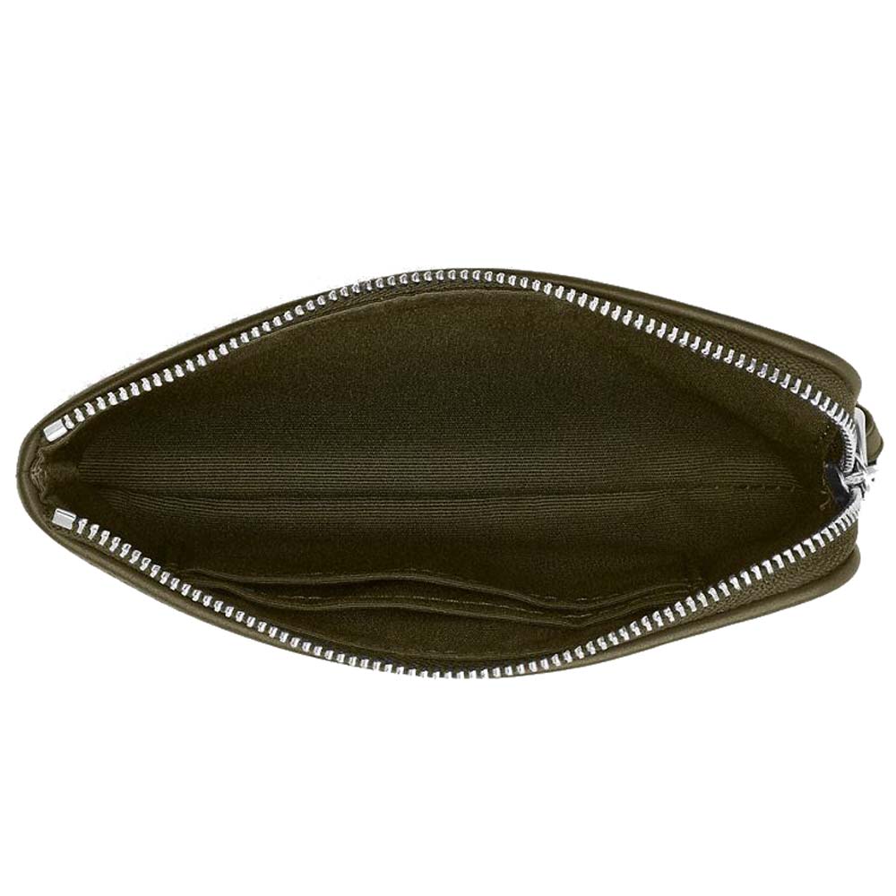 Coach Small Wristlet Corner Zip Signature Jacquard Wristlet Silver Olive Drab # CW862