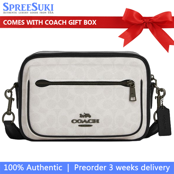 Coach Elias Crossbody In Signature Canvas Gunmetal Chalk Black # CZ401