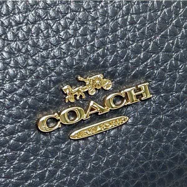 Coach Large Wristlet Pebbled Leather Double Zip Wallet Midnight # CU919