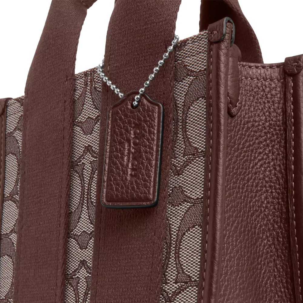 Coach Smith Mini Tote Bag In Signature Jacquard Silver Oak Maple # CCL75
