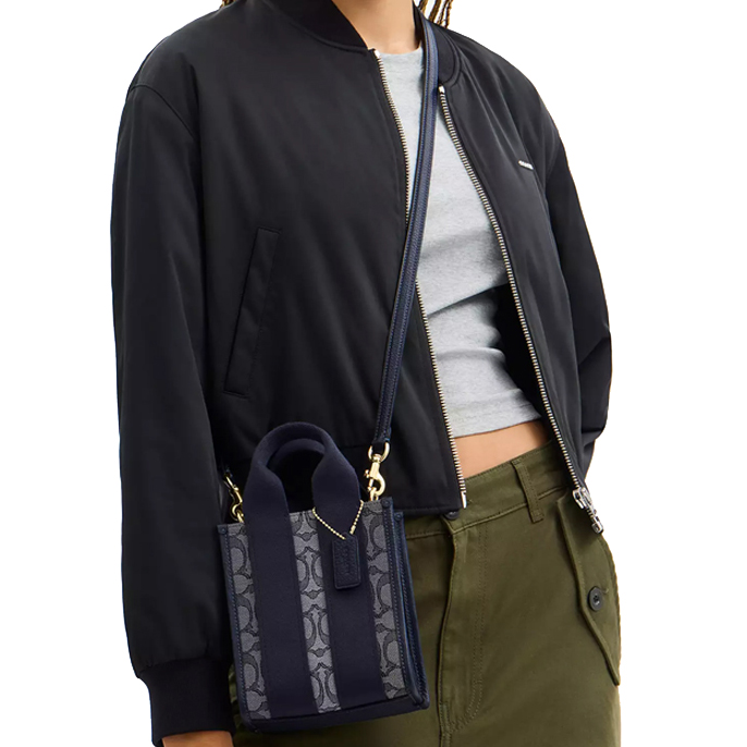 Coach Smith Mini Tote Bag In Signature Jacquard Navy Midnight Navy # CCL75