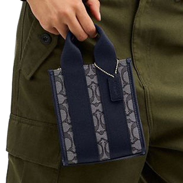 Coach Smith Mini Tote Bag In Signature Jacquard Navy Midnight Navy # CCL75