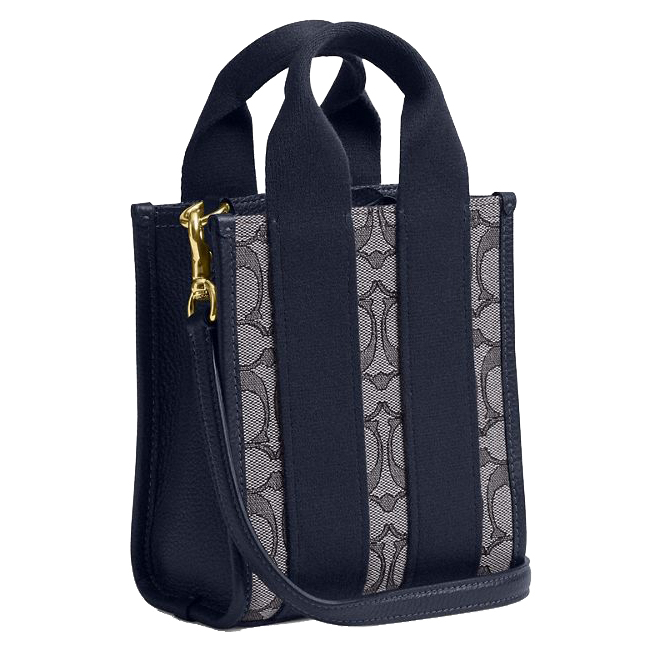 Coach Smith Mini Tote Bag In Signature Jacquard Navy Midnight Navy # CCL75