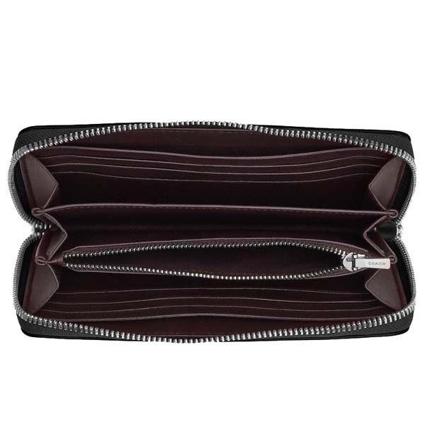 Coach Long Zip Around Wallet Silver Black # CR623