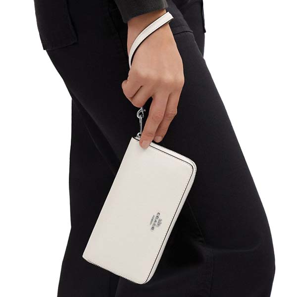 Coach Long Zip Around Wallet Silver Chalk # CR623