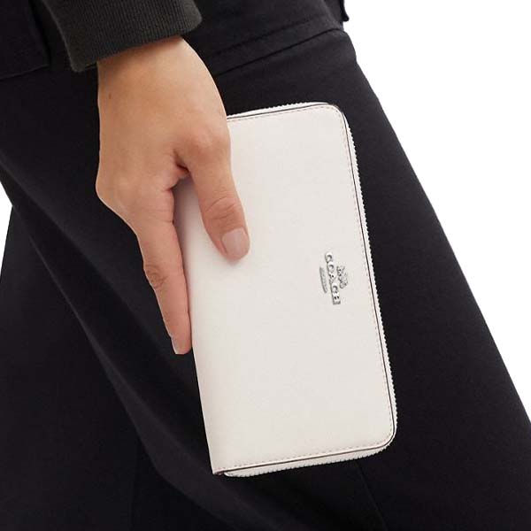 Coach Long Zip Around Wallet Silver Chalk # CR623