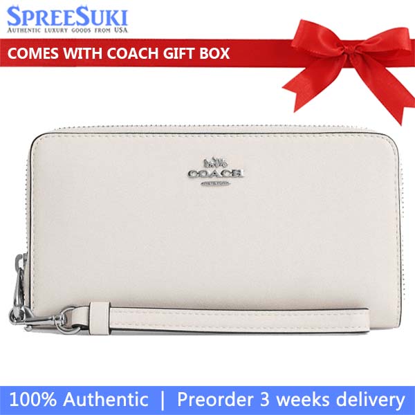 Coach Long Zip Around Wallet Silver Chalk # CR623