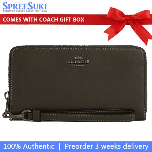 Coach Long Zip Around Wallet Qb Uniform Green # CR623