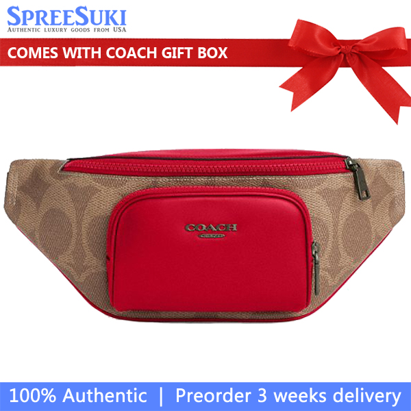 Coach Racer Small Belt Bag In Maxi Signature Canvas Bold Red # CBI67