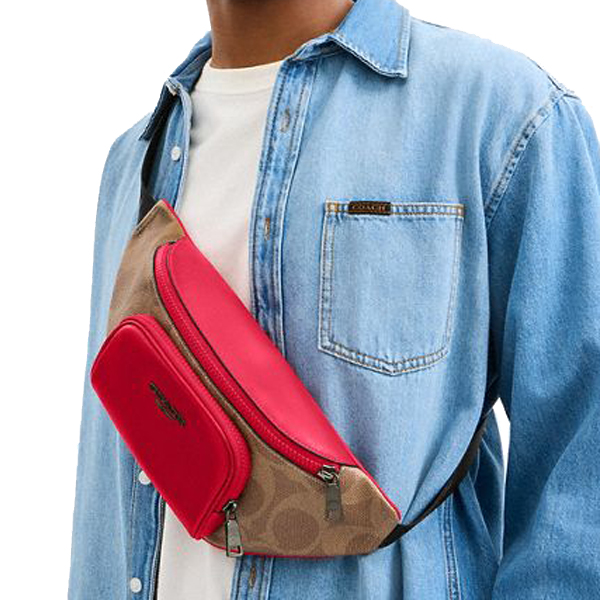 Coach Racer Small Belt Bag In Maxi Signature Canvas Bold Red # CBI67