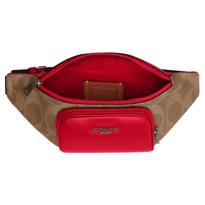Coach Racer Small Belt Bag In Maxi Signature Canvas Bold Red # CBI67