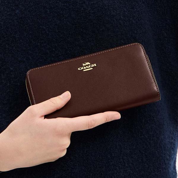 Coach Long Zip Around Wallet Maple # CR623