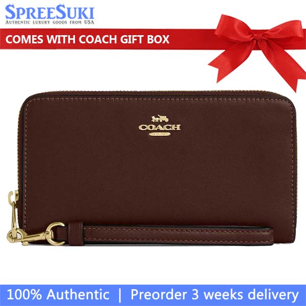 Coach Long Zip Around Wallet Maple # CR623