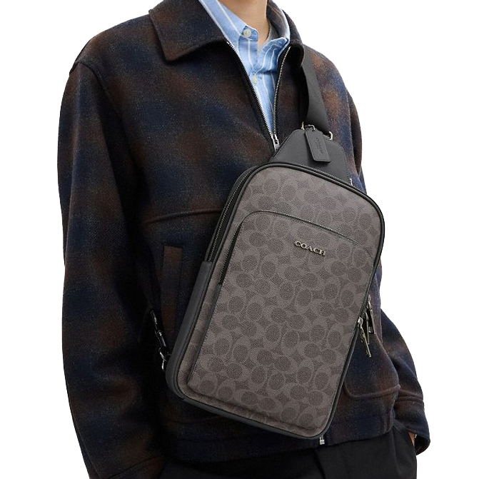 Coach Ethan Pack In Signature Canvas Grey Charcoal # CZ393