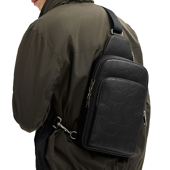 Coach Ethan Pack In Signature Leather Gunmetal Black # CCF68