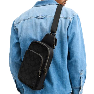 Coach Ethan Pack In Signature Canvas Gunmetal Charcoal Black # CBI71