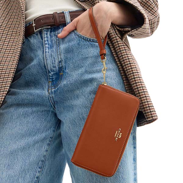 Coach Long Zip Around Wallet Tan # CBN98
