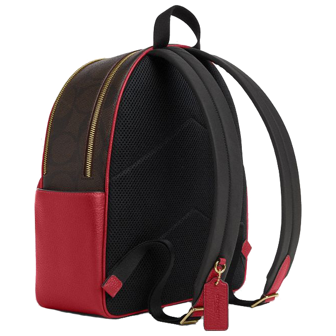 Coach Court Backpack In Maxi Signature Canvas Walnut True Red # CCK72