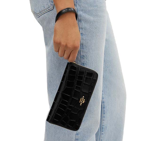 Coach Long Zip Around Wallet Black # CT083