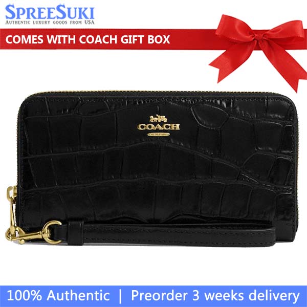 Coach Long Zip Around Wallet Black # CT083