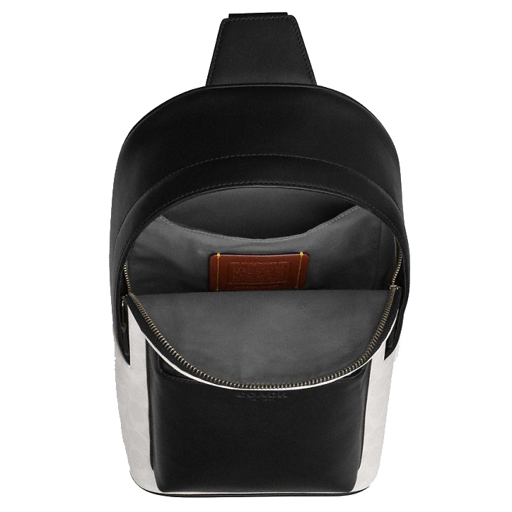 Coach West Pack In Signature Canvas Gunmetal Chalk Black # CV924