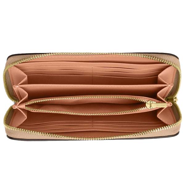 Coach Long Zip Around Wallet Cream Peach # CBR67
