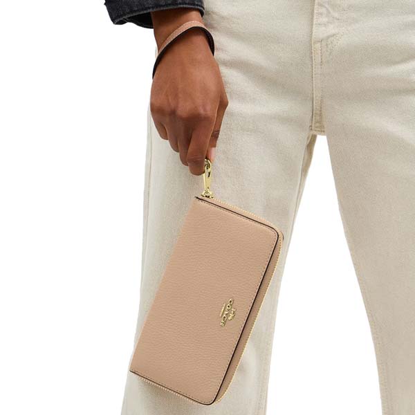 Coach Long Zip Around Wallet Cream Peach # CBR67