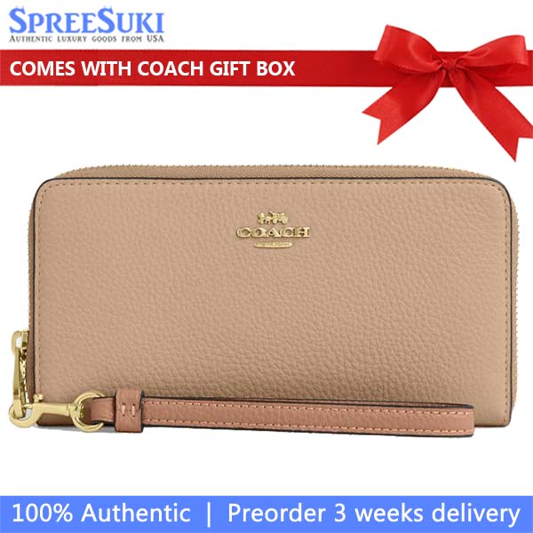 Coach Long Zip Around Wallet Cream Peach # CBR67