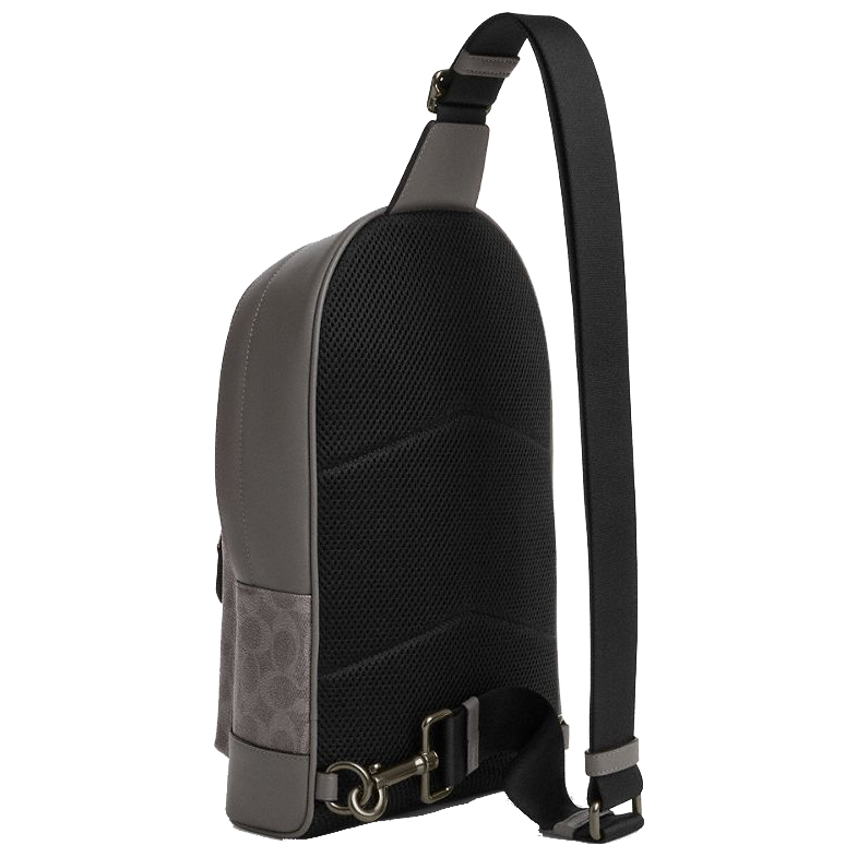 Coach West Pack In Signature Canvas With Varsity Stripe Grey Ochre Chalk # CV923