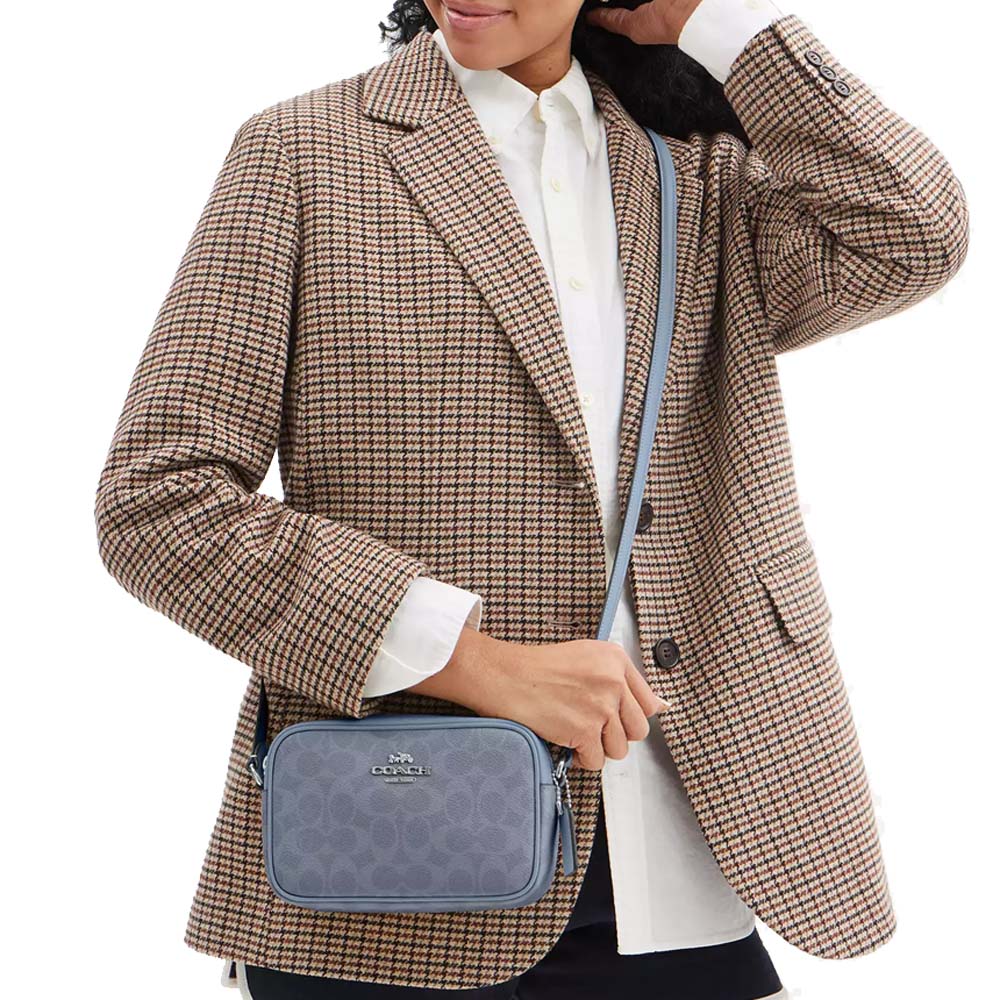 Coach Mini Jamie Camera Bag In Signature Canvas Silver Chambray # CY752