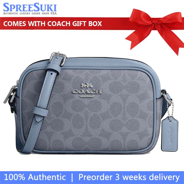 Coach Mini Jamie Camera Bag In Signature Canvas Silver Chambray # CY752