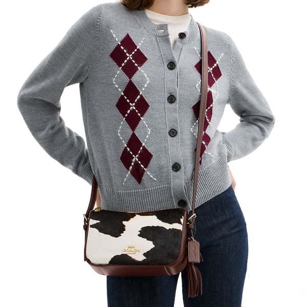 Coach Kailey Shoulder Bag With Cow Print And Tassel Cow Multi # CCC84