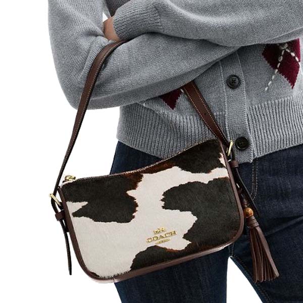 Coach Kailey Shoulder Bag With Cow Print And Tassel Cow Multi # CCC84