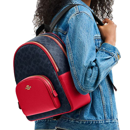 Coach Court Backpack In Signature Canvas Denim Bold Red # CZ176
