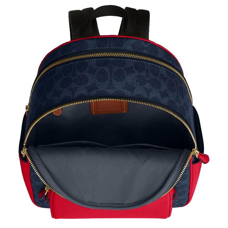 Coach Court Backpack In Signature Canvas Denim Bold Red # CZ176