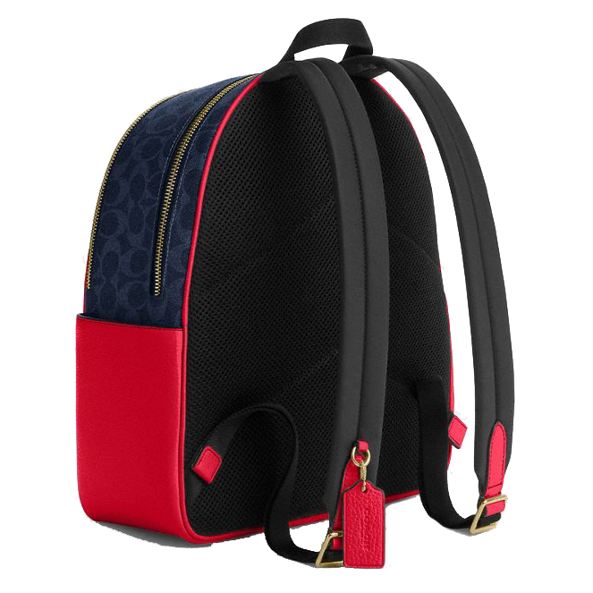 Coach Court Backpack In Signature Canvas Denim Bold Red # CZ176